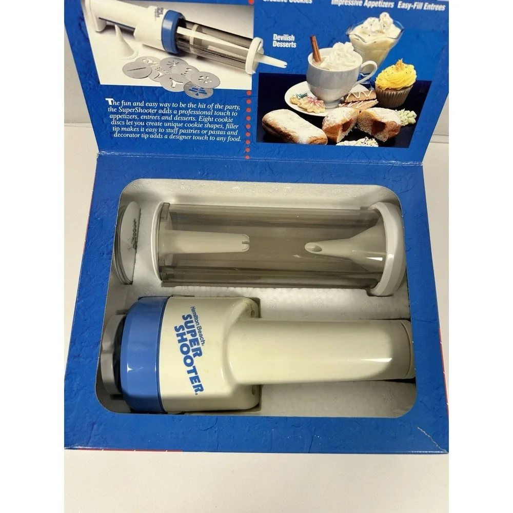Vintage Hamilton Beach Super Shooter COOKIE PRESS Decorator Kit As seen on TV